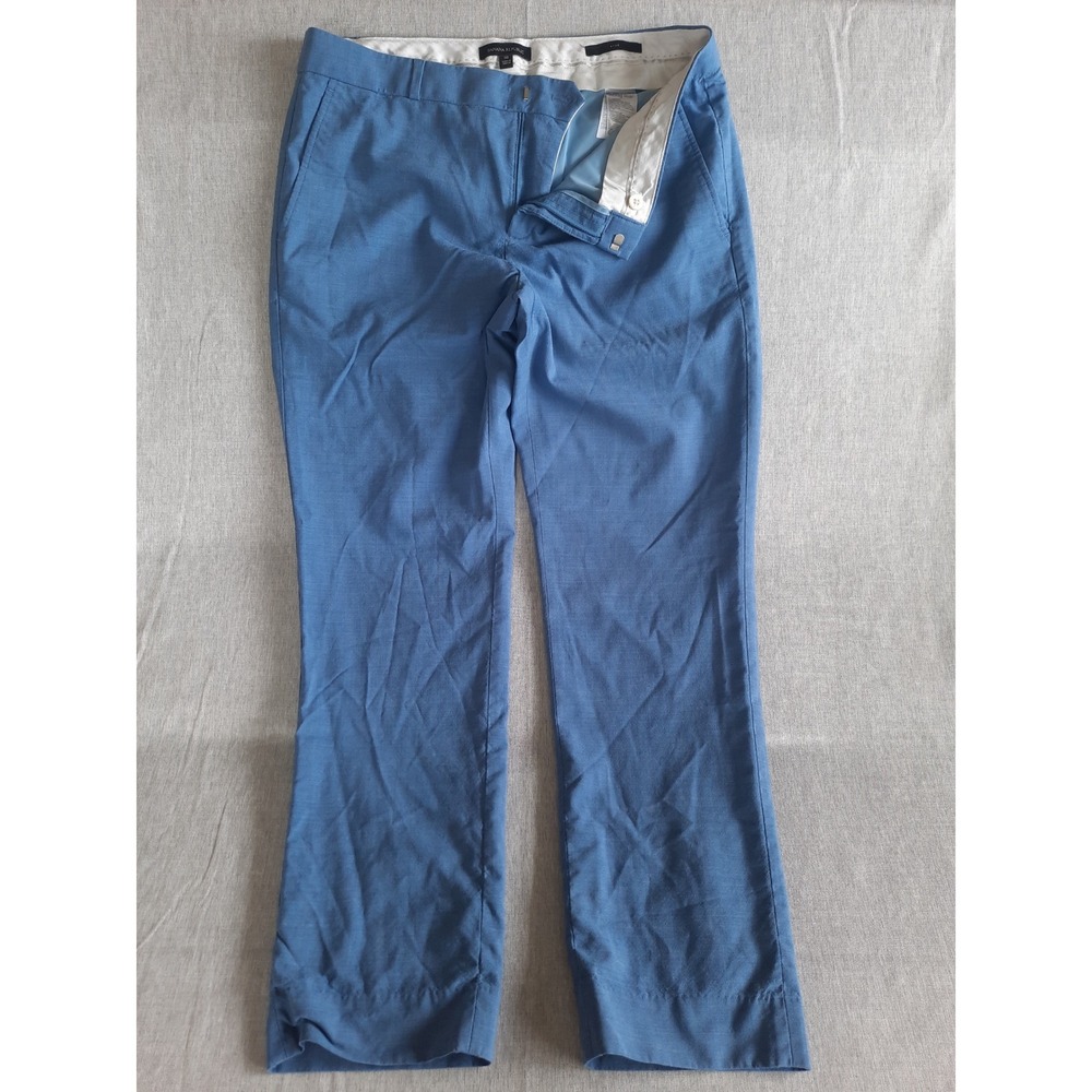 Banana Republic Men 10 Slim Stretch Chino Dress Pant Blue Lined Wool Blended